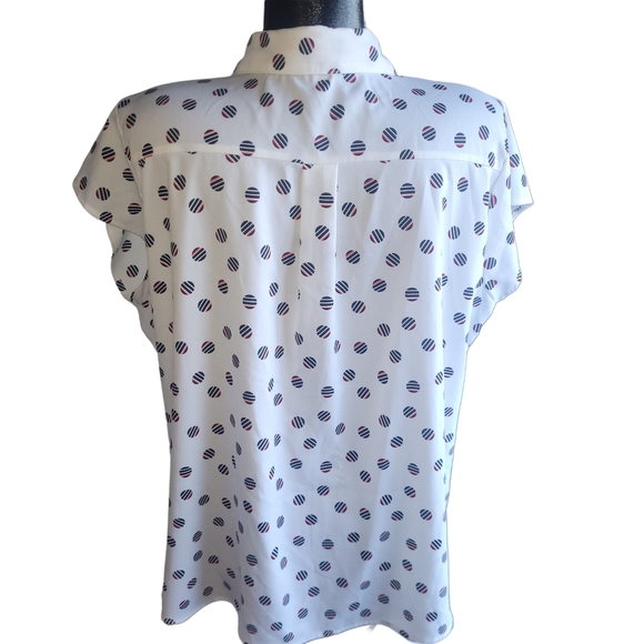 Claire France White Circle Patterned Short Sleeve Blouse 18 - Picture 5 of 6